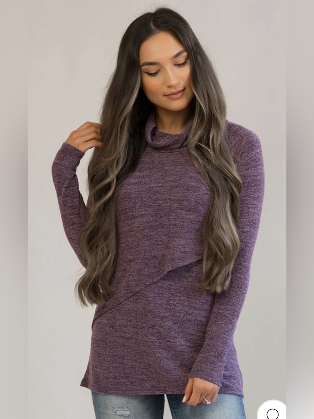 Nursing Queen Women’s Purple Nursing Sweater with Asymmetric Flap‎ Large